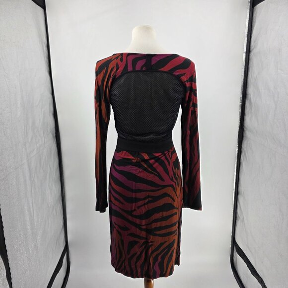 Koché Womens Animal Print Long Sleeve Dress with Mesh Back M - Picture 5 of 15
